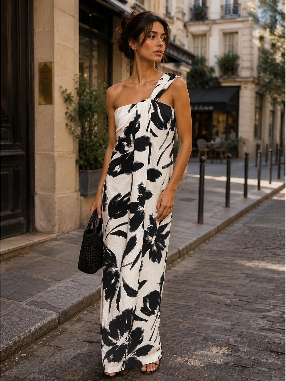 Michael Kors Collection %100 Silk White Floral Gown Size US 10 Fits A 4 Or 6
